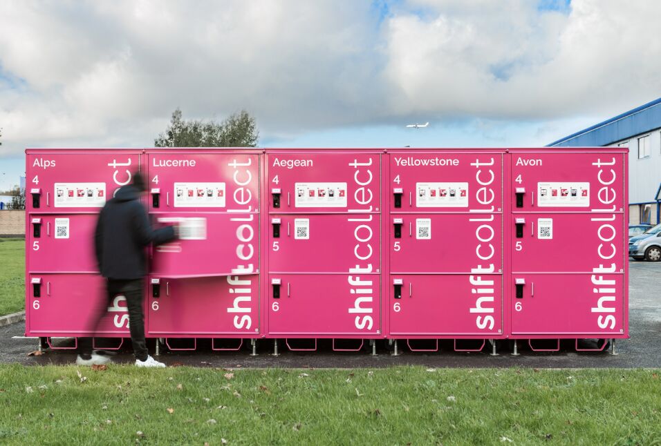 pink and baby blue water ripples together in a subtle texture.